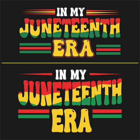 Bold Juneteenth typography design in Pan-African colors celebrating freedom, heritage, and pride. Perfect for Juneteenth apparel, posters, prints, social media graphics, and cultural celebration designs.のイラスト素材