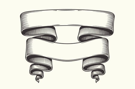 Vintage Hand Drawn Ribbon Banner Vector Illustrationのイラスト素材