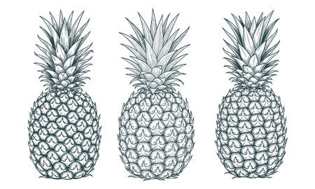 Pineapple set. Hand drawn vector illustration for your design.のイラスト素材