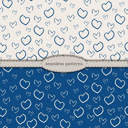 hand-drawn seamless patterns in simplified scandinavian minimalism style. classic blue 2020 and beige bicolor. stock hand drawn vector for printing on fabric, textile, wallpaper, wrappingのイラスト素材