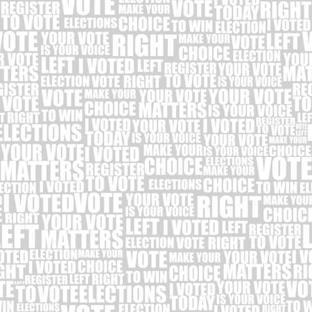 american elections vote seamless lettering pattern with democratic civil society slogans and appeal words. design for paper textile cards disposable tableware stickersのイラスト素材