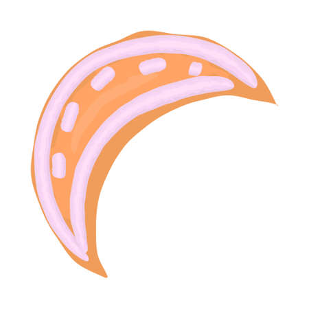 festive christmas moon gingerbread cookies cakes with icing. funny cartoon new year snack isolated on whiteのイラスト素材