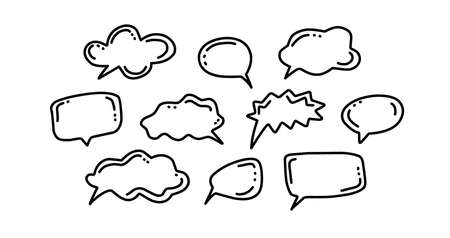 message frames in comic style, hand drawn chat bubbles.のイラスト素材