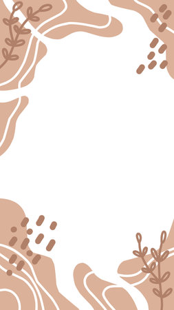 stories template with abstract hand drawn organic shapes and botanical elements. doodle freehand style with modern warm colors.のイラスト素材