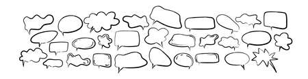 speech bubble set in hand drawn doodle style.のイラスト素材