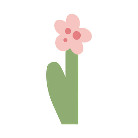 naive childish flower in cute flat minimalist style, botanical element for baby greeting cards textile and wrapping.のイラスト素材