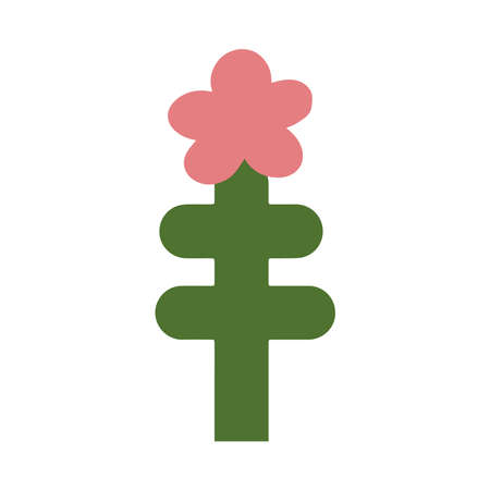 naive childish flower in cute flat minimalist style, botanical element for baby greeting cards textile and wrapping.のイラスト素材