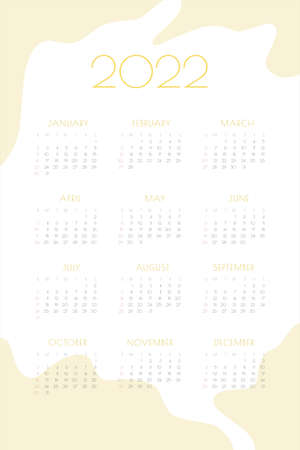2022 calendar with delicate minimalist design pastel color palette.のイラスト素材