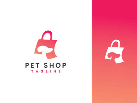 pet shop logo template, dog and shopping bag conceptのイラスト素材