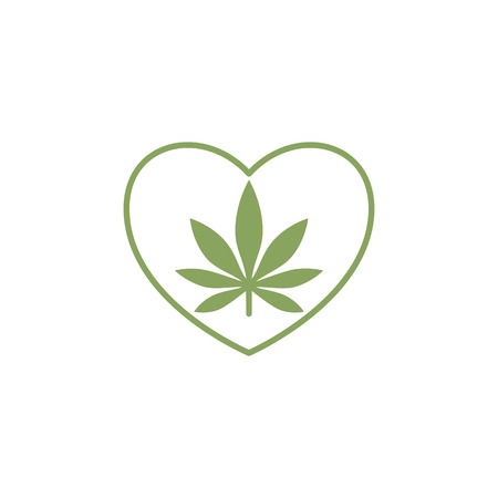 Heart symbol with cannabis leaf inside. Marijuana Heart. Isolated vector illustrationのイラスト素材