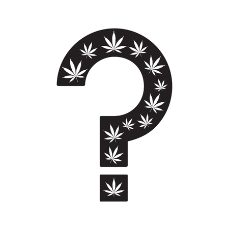 Marijuana  Question mark made from cannabis leaves on a white background.のイラスト素材