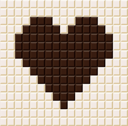 Chocolate bar in heart shape. Delicious chocolate bar as background. Realistic vector illustration.のイラスト素材
