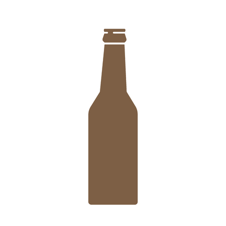 Beer bottle Icon. Mock up glass beer lemonade Clean Bottle. Brown simple silhouette. Symbol Template Logo. Isolated vector illustration.のイラスト素材