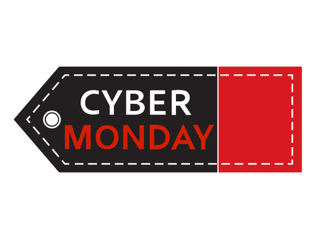 Cyber monday sale. Inscription design template. Cyber monday banner with copy space. Isolated vector illustration on white background.のイラスト素材