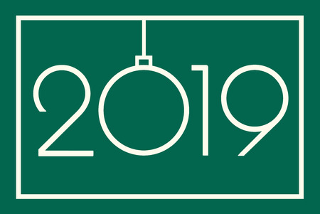 2019 Happy New Year or Christmas Background creative greeting card design, can be used for flyers, invitation, posters, banners, calendar. Simple Vector Template. Isolated illustration.のイラスト素材