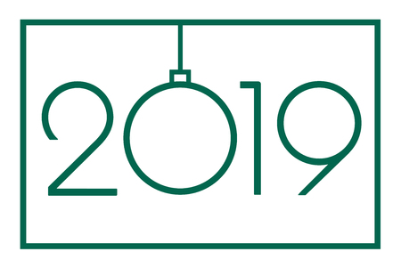 2019 Happy New Year or Christmas Background creative greeting card design, can be used for flyers, invitation, posters, banners, calendar. Simple Vector Template. Isolated illustration.のイラスト素材