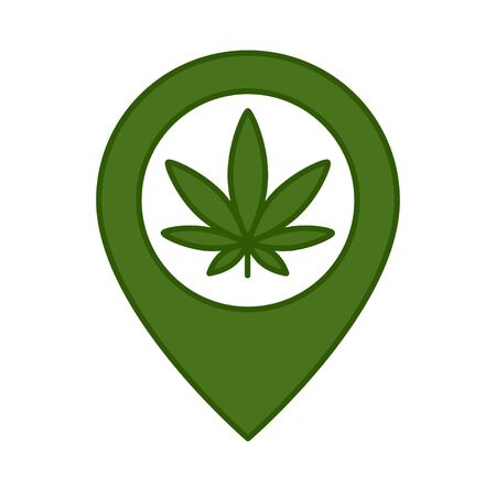 Map Pointer with cannabis icon. Isolated vector illustration on white backgroundのイラスト素材