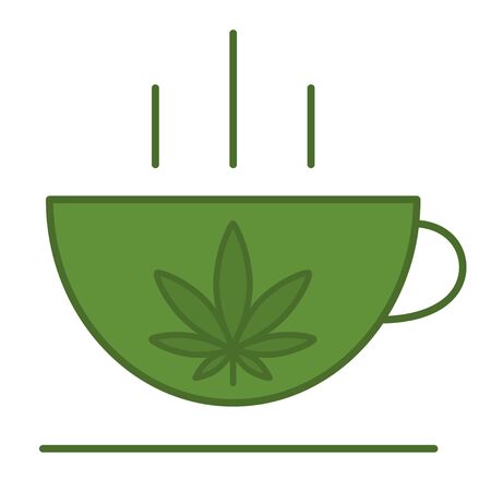 A cup with a leaf of marijuana. Medical cannabis icon design template element. Isolated vector illustration on white background.のイラスト素材