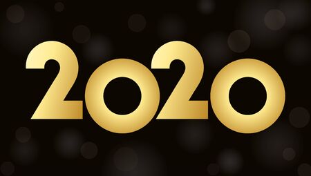 Happy new year 2020 design template. Vector illustration on black background.