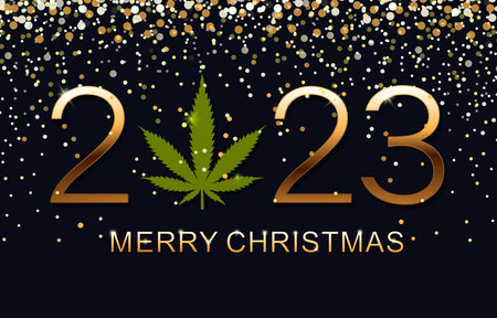 New Year 2023 and Merry Christmas greeting card vector illustration. Merry Christmas 2023.のイラスト素材