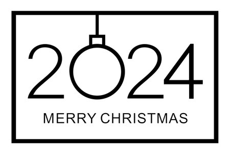 Merry Christmas and Happy New 2024 Year. Minimalistic text. Isolated vector illustration.のイラスト素材