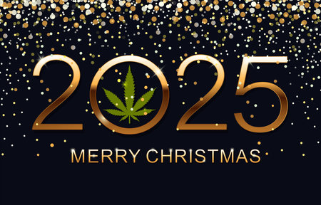 New Year 2025 and Merry Christmas greeting card vector illustration. Merry Christmas 2025.のイラスト素材