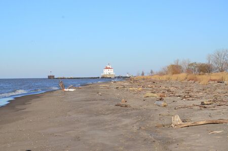 Lighthouse by the lakeの写真素材