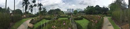 Beautiful gardens with fountain and column pillars of Kuala Lumpurのeditorial素材