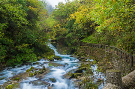 Shennongjia Xiangxi water falls in early autumnの写真素材