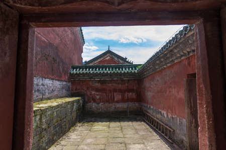The scenery of the Taizi slope in Wudang Mountains, Hubei, Chinaの写真素材