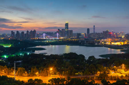 Wuhan summer night sceneryの写真素材