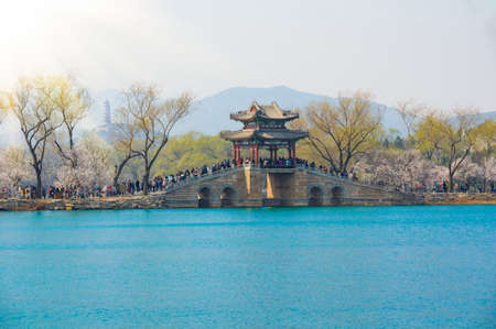 Early summer scenery of Beijing Summer Palace bridgeの写真素材