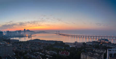 Summer Dalian Star Bay Sunrise Sceneryの写真素材