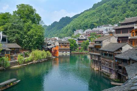 Hunan Xiangxi Fenghuang Ancient City Summer Sceneryのeditorial素材