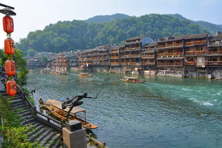 Hunan Xiangxi Fenghuang Ancient City Summer Sceneryのeditorial素材