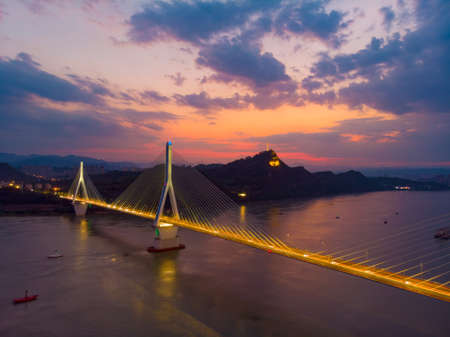 Hubei Yichang summer city aerial photography   sceneryの写真素材