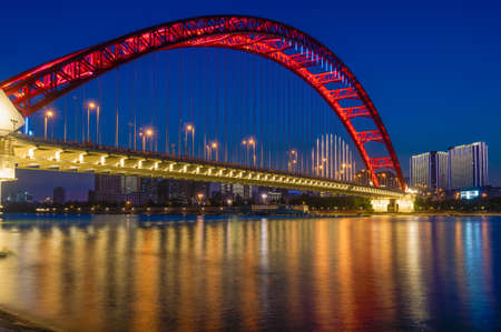 Wuhan Summer City Skyline Night Sceneryの写真素材