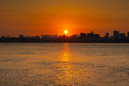 Wuhan Summer City Skyline Sunrise Sceneryの写真素材