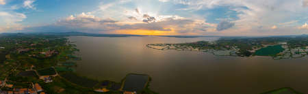 Wuhan Summer City Zhonghu National Wetland Park Sunset Sceneryの写真素材