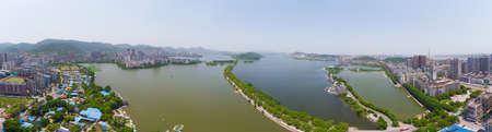 Hubei Huangshi Magnetic Lake Park aerial sceneryのeditorial素材