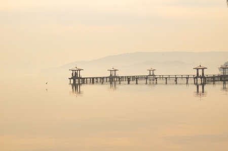 Late autumn scenery of East Lake Scenic Area in Wuhan, Hubeiの写真素材