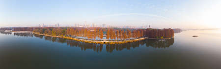Hubei Wuhan East Lake Scenic Area Late Autumn Aerial Photography Sceneryの写真素材