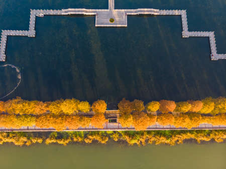 Hubei Wuhan East Lake Scenic Area Late Autumn Aerial Photography Sceneryの写真素材