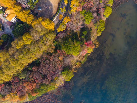 Hubei Wuhan East Lake Scenic Area Late Autumn Aerial Photography Sceneryの写真素材
