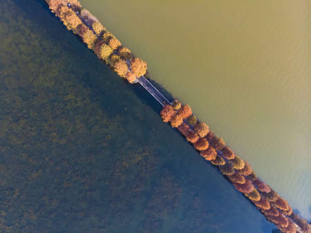 Hubei Wuhan East Lake Scenic Area Late Autumn Aerial Photography Sceneryの写真素材