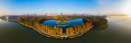 Hubei Wuhan East Lake Scenic Area Late Autumn Aerial Photography Sceneryの写真素材