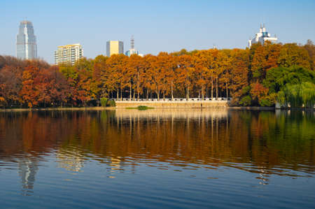 Late autumn scenery of East Lake Scenic Area in Wuhan, Hubeiのeditorial素材