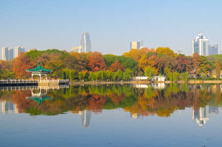 Late autumn scenery of East Lake Scenic Area in Wuhan, Hubeiのeditorial素材