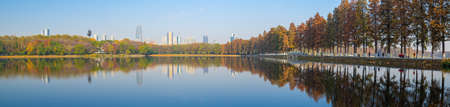 Late autumn scenery of East Lake Scenic Area in Wuhan, Hubeiのeditorial素材