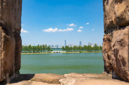 Summer scenery of East Lake Tourism Scenic Area in Wuhan, Hubeiの写真素材